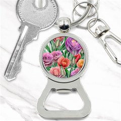 Captivating Watercolor Flowers Bottle Opener Key Chain by GardenOfOphir