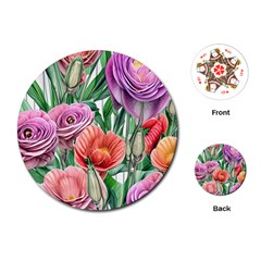 Captivating Watercolor Flowers Playing Cards Single Design (round) by GardenOfOphir