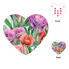 Captivating Watercolor Flowers Playing Cards Single Design (heart) by GardenOfOphir