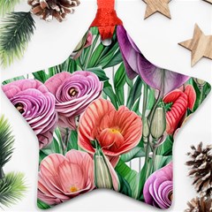 Captivating Watercolor Flowers Star Ornament (two Sides) by GardenOfOphir