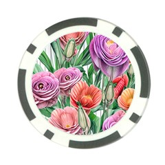 Captivating Watercolor Flowers Poker Chip Card Guard by GardenOfOphir