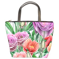 Captivating Watercolor Flowers Bucket Bag by GardenOfOphir