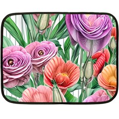 Captivating Watercolor Flowers One Side Fleece Blanket (mini) by GardenOfOphir