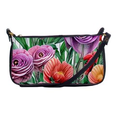 Captivating Watercolor Flowers Shoulder Clutch Bag by GardenOfOphir