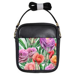 Captivating Watercolor Flowers Girls Sling Bag by GardenOfOphir