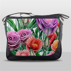 Captivating Watercolor Flowers Messenger Bag by GardenOfOphir