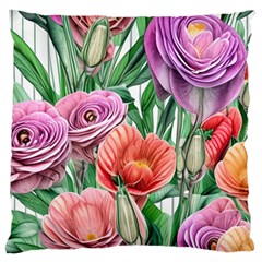 Captivating Watercolor Flowers Large Cushion Case (one Side) by GardenOfOphir