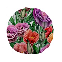 Captivating Watercolor Flowers Standard 15  Premium Round Cushions by GardenOfOphir