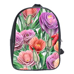 Captivating Watercolor Flowers School Bag (xl) by GardenOfOphir