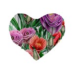 Captivating Watercolor Flowers Standard 16  Premium Heart Shape Cushions Back