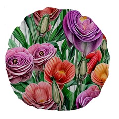 Captivating Watercolor Flowers Large 18  Premium Flano Round Cushions by GardenOfOphir