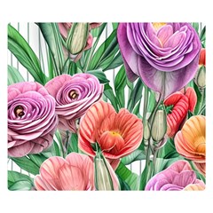 Captivating Watercolor Flowers One Side Premium Plush Fleece Blanket (small) by GardenOfOphir