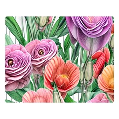 Captivating Watercolor Flowers One Side Premium Plush Fleece Blanket (large) by GardenOfOphir