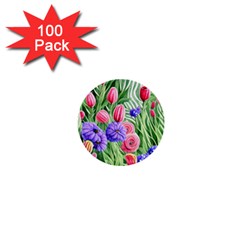 Exquisite Watercolor Flowers 1  Mini Buttons (100 Pack)  by GardenOfOphir