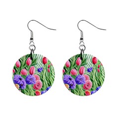 Exquisite Watercolor Flowers Mini Button Earrings by GardenOfOphir