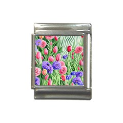 Exquisite Watercolor Flowers Italian Charm (13mm) by GardenOfOphir