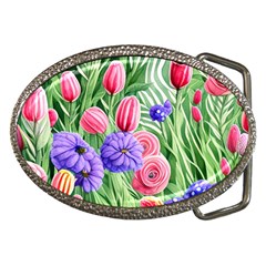 Exquisite Watercolor Flowers Belt Buckles by GardenOfOphir