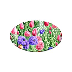 Exquisite Watercolor Flowers Sticker (oval) by GardenOfOphir