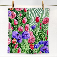 Exquisite Watercolor Flowers Face Towel by GardenOfOphir