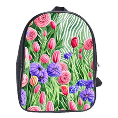 Exquisite Watercolor Flowers School Bag (large) by GardenOfOphir