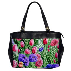 Exquisite Watercolor Flowers Oversize Office Handbag by GardenOfOphir