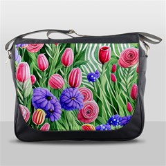 Exquisite Watercolor Flowers Messenger Bag by GardenOfOphir