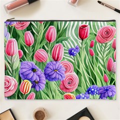 Exquisite Watercolor Flowers Cosmetic Bag (xxxl) by GardenOfOphir