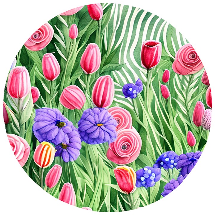 Exquisite watercolor flowers Wooden Puzzle Round