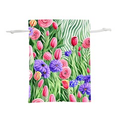 Exquisite Watercolor Flowers Lightweight Drawstring Pouch (l) by GardenOfOphir