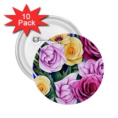 Cherished Watercolor Flowers 2 25  Buttons (10 Pack)  by GardenOfOphir