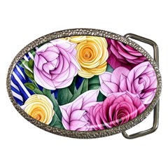 Cherished Watercolor Flowers Belt Buckles by GardenOfOphir