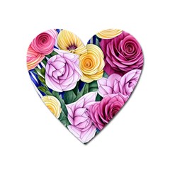 Cherished Watercolor Flowers Heart Magnet by GardenOfOphir