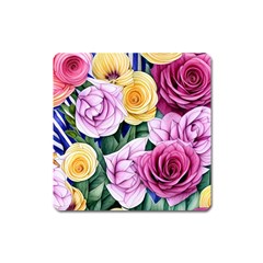 Cherished Watercolor Flowers Square Magnet by GardenOfOphir