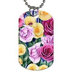 Cherished Watercolor Flowers Dog Tag (one Side) by GardenOfOphir