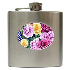 Cherished Watercolor Flowers Hip Flask (6 Oz) by GardenOfOphir