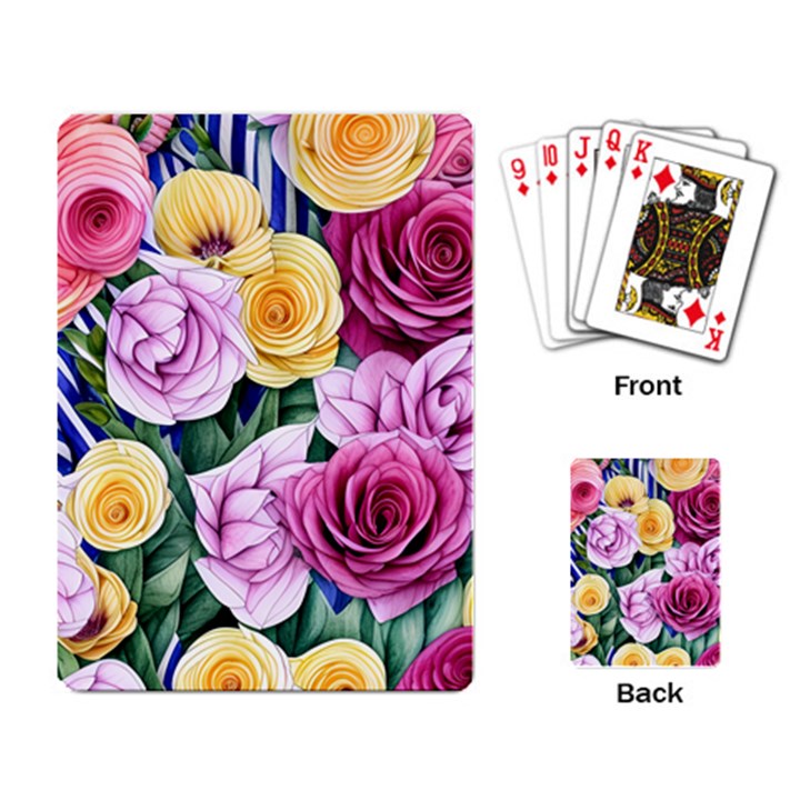 Cherished Watercolor Flowers Playing Cards Single Design (Rectangle)