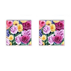 Cherished Watercolor Flowers Cufflinks (square) by GardenOfOphir