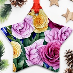 Cherished Watercolor Flowers Star Ornament (two Sides) by GardenOfOphir