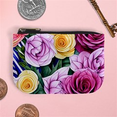 Cherished Watercolor Flowers Mini Coin Purse by GardenOfOphir