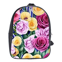 Cherished Watercolor Flowers School Bag (large) by GardenOfOphir