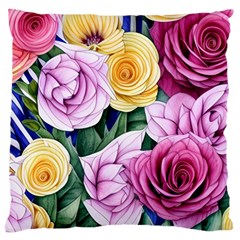 Cherished Watercolor Flowers Large Cushion Case (one Side) by GardenOfOphir