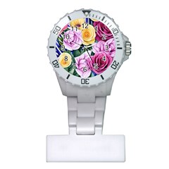 Cherished Watercolor Flowers Plastic Nurses Watch by GardenOfOphir