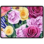 Cherished Watercolor Flowers Fleece Blanket (Large) 80 x60  Blanket Front