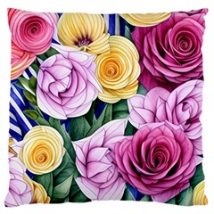 Cherished Watercolor Flowers Standard Premium Plush Fleece Cushion Case (two Sides) by GardenOfOphir