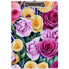 Cherished Watercolor Flowers A4 Acrylic Clipboard by GardenOfOphir