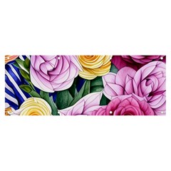 Cherished Watercolor Flowers Banner And Sign 8  X 3  by GardenOfOphir