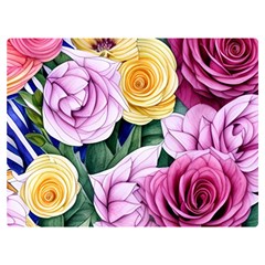 Cherished Watercolor Flowers One Side Premium Plush Fleece Blanket (extra Small)