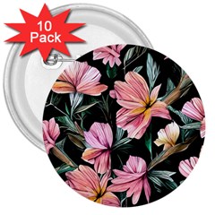 Charming Watercolor Flowers 3  Buttons (10 Pack)  by GardenOfOphir