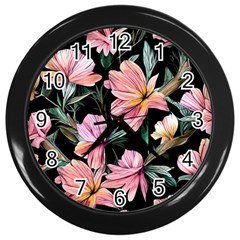 Charming Watercolor Flowers Wall Clock (black) by GardenOfOphir