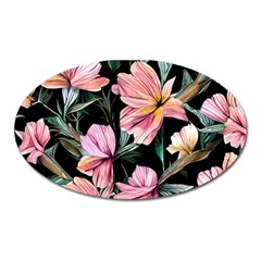 Charming Watercolor Flowers Oval Magnet by GardenOfOphir